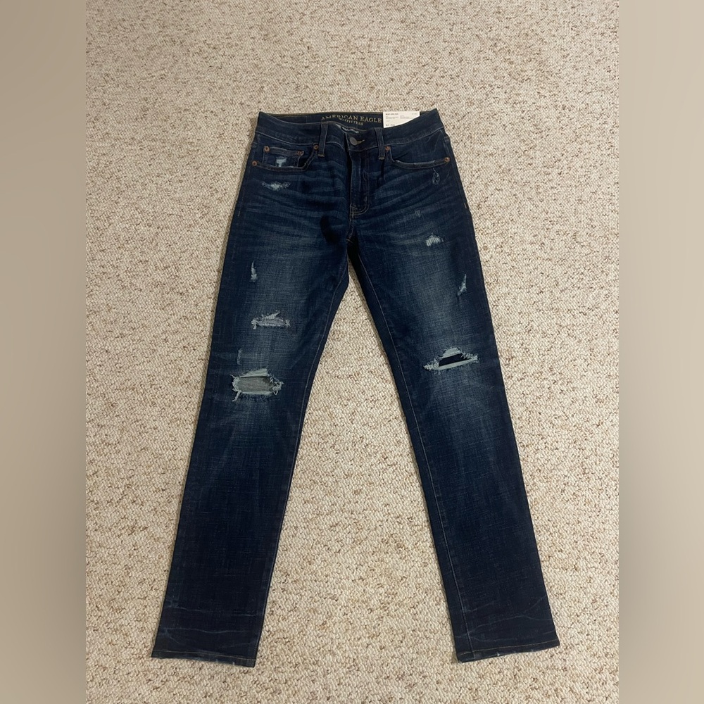 Men's Distressed Blue Jeans